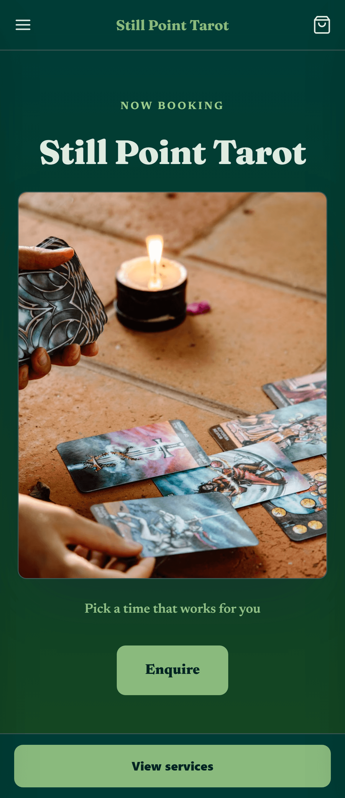 Still Point Tarot on a phone